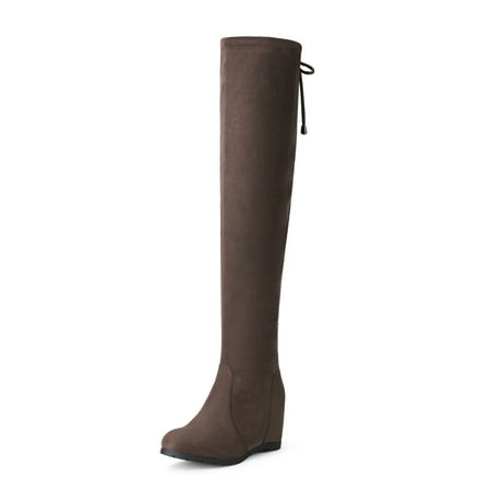 

Women s Over The Knee Thigh High Stretch Boots Shoes LEGGY BROWN Size 9.5