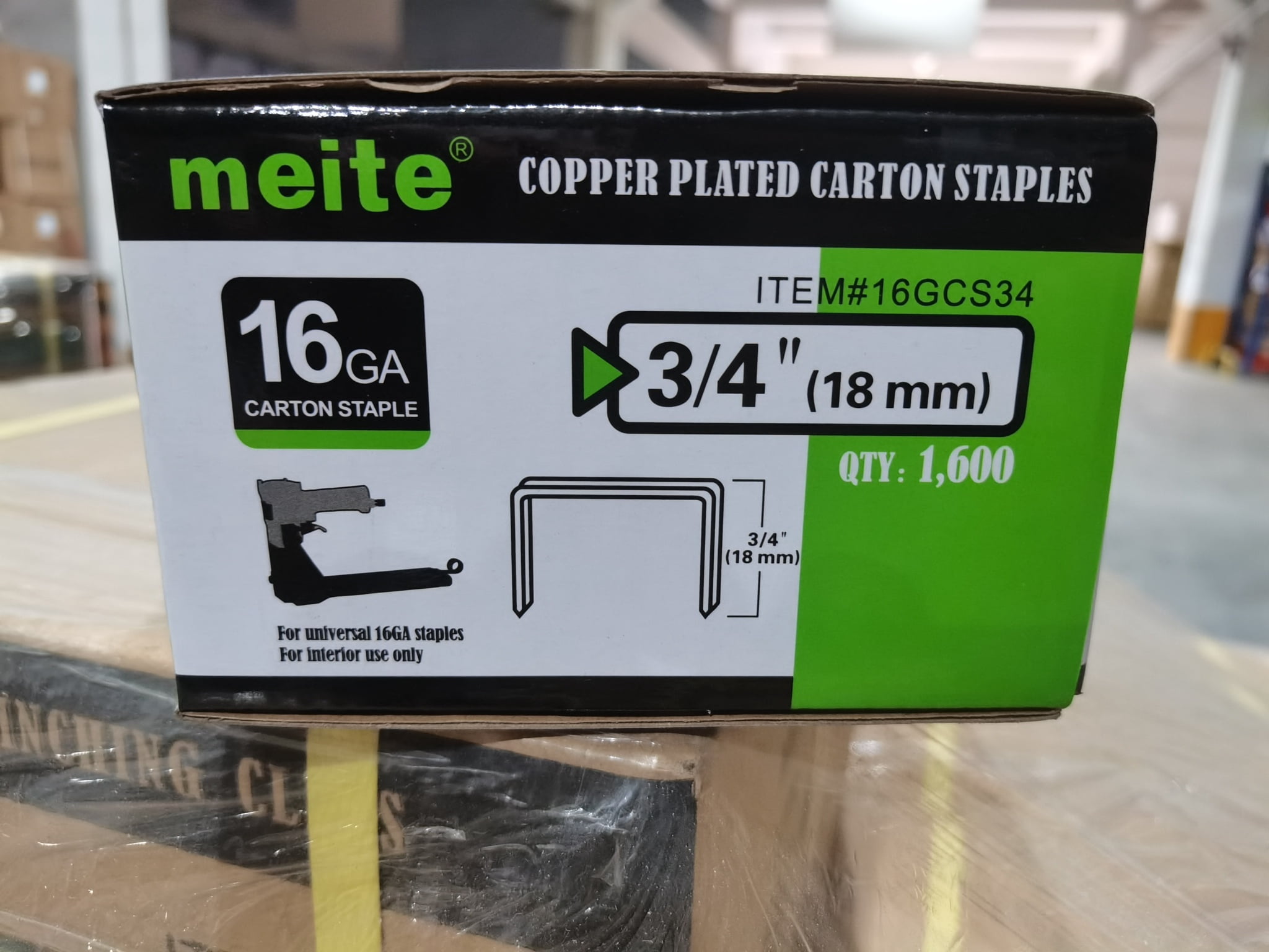 MEITE 16 Gauge Carton Closing Staples 1-3/8" Crown 3/4" Length Copper Coated Carton Staples 2 Boxes (1,600 Pcs/Box)