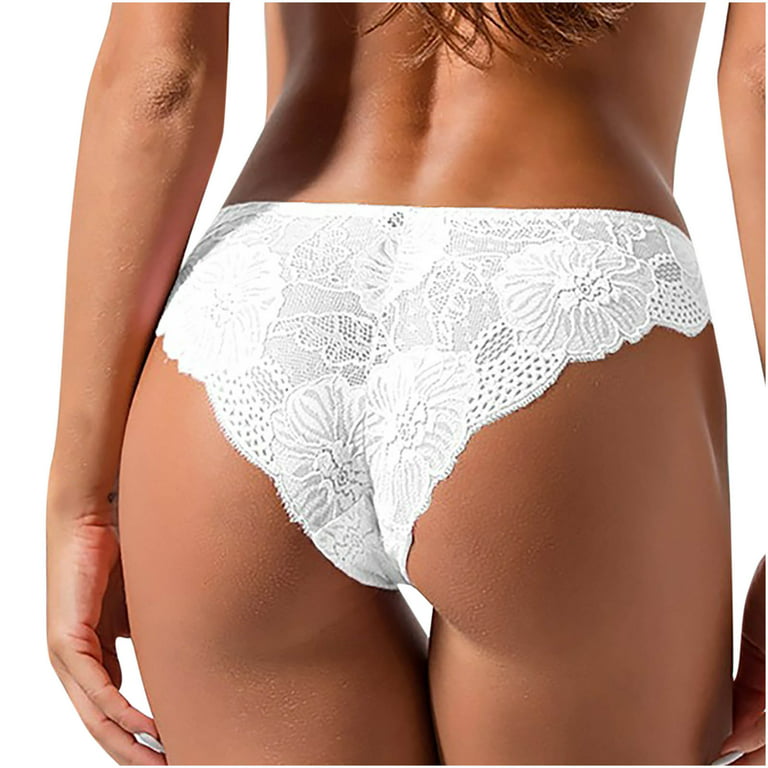 Women Solid Crochet Underwear Solid Color Panty Breathable No Show Cheeky  Underwears Lace Funny Wavy Edge Panties at  Women's Clothing store