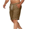 thumbnail image 7 of DDAPJ pyju Men's Bermuda Shorts Summer Fashion Cotton Linen Casual Shorts Rolled Hem Short Pants with Pockets Khaki XXXL, 7 of 7