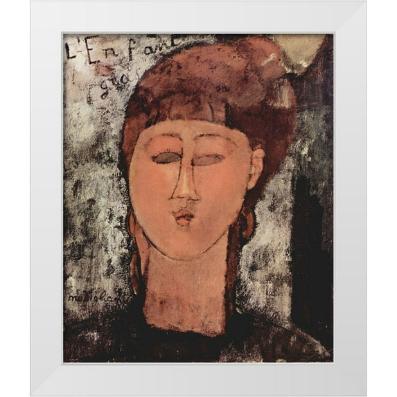 Modigliani, Amedeo 15x17 White Modern Wood Framed Museum Art Print Titled - Head of a woman