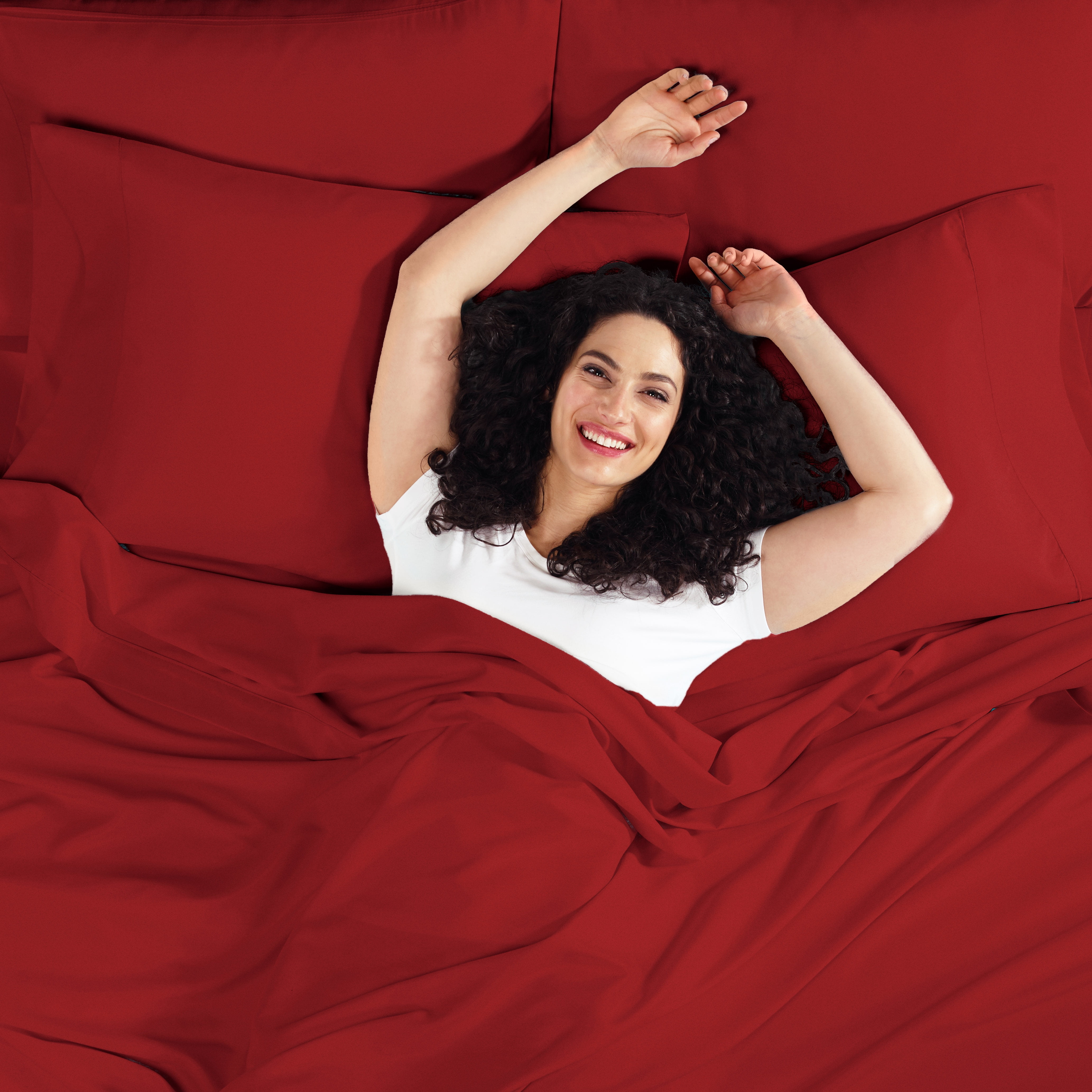 Hearth & Harbor Deep Pocket 3 Piece Solid Bed Sheet Set, 1800 Thread Count Microfiber Sheets, Twin, Ruby Wine