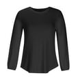 thumbnail image 4 of Tdoqot Long Sleeve Shirts for Women- Cotton Crew Neck Spring Fall Casual Womens Tops Black Size 2XL, 4 of 7