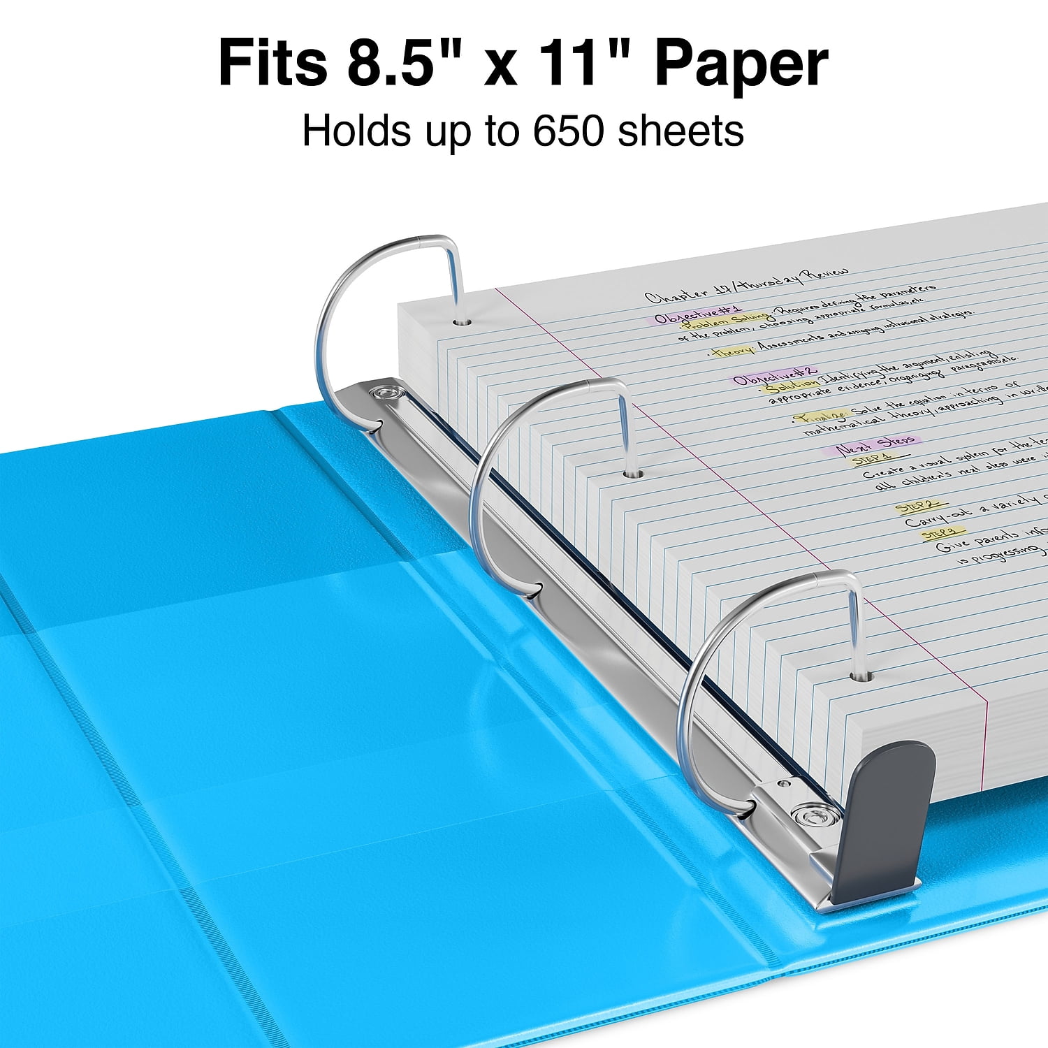 Staples Heavy Duty 3" 3-Ring View Binder with D-Rings and Four Interior Pockets Light Blue  2/Pack