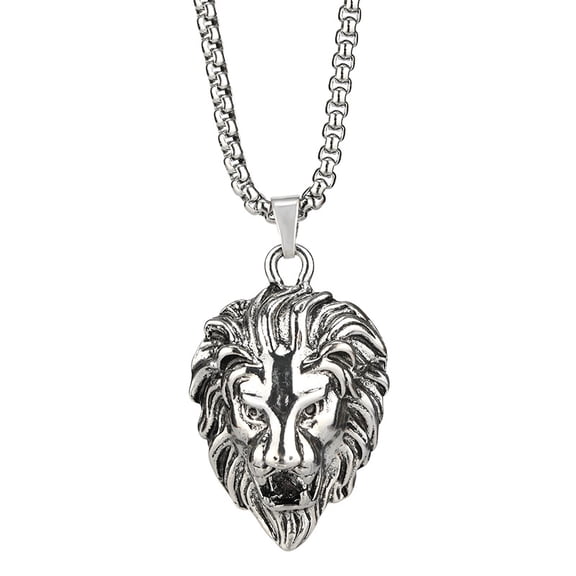 HN 039: hip-hop style necklace, silver lion head mane animal necklace King promo necklace for women and men