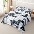 thumbnail image 3 of Homewish Vintage Daisy Floral Twin Quilt Set,Boho Geometric Art Twin Coverlet Set,White Blue,2pcs, 3 of 7