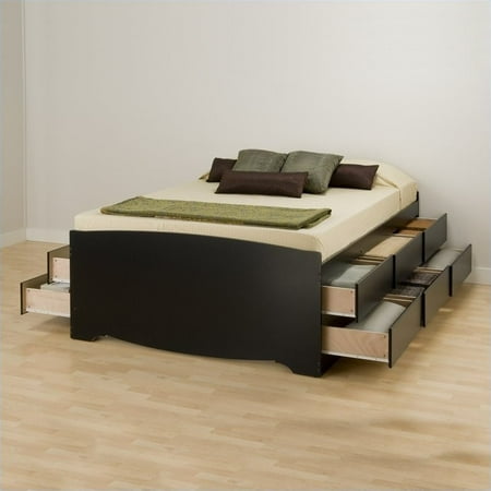 bed platform queen storage tall wood prepac sonoma piece bedroom