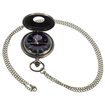 SEWCHICS Alloy Pocket Watch Necklace with Roman Numeral Design, 3.5 Inch Pendant Chain for Men and Women