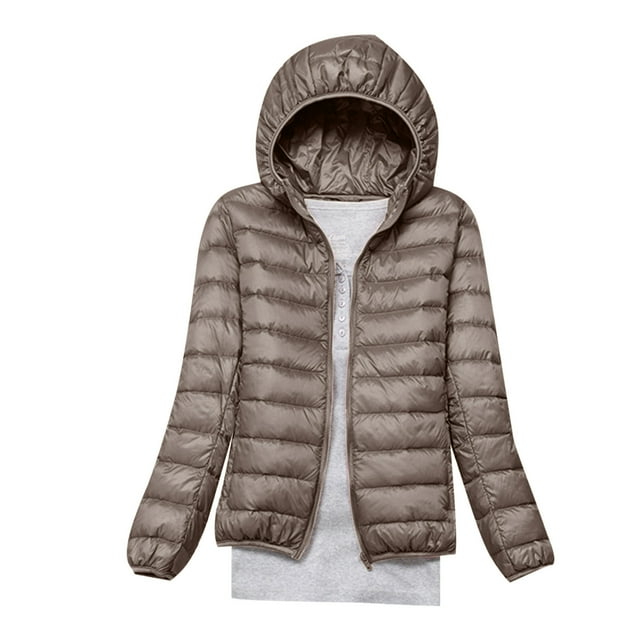 RKSTN Puffer Jacket Womens Winter Fashion Solid Color Lightweight Hooded Short Korean Style Jacket Plus Size Full Zipper Warm Jacket with Pockets