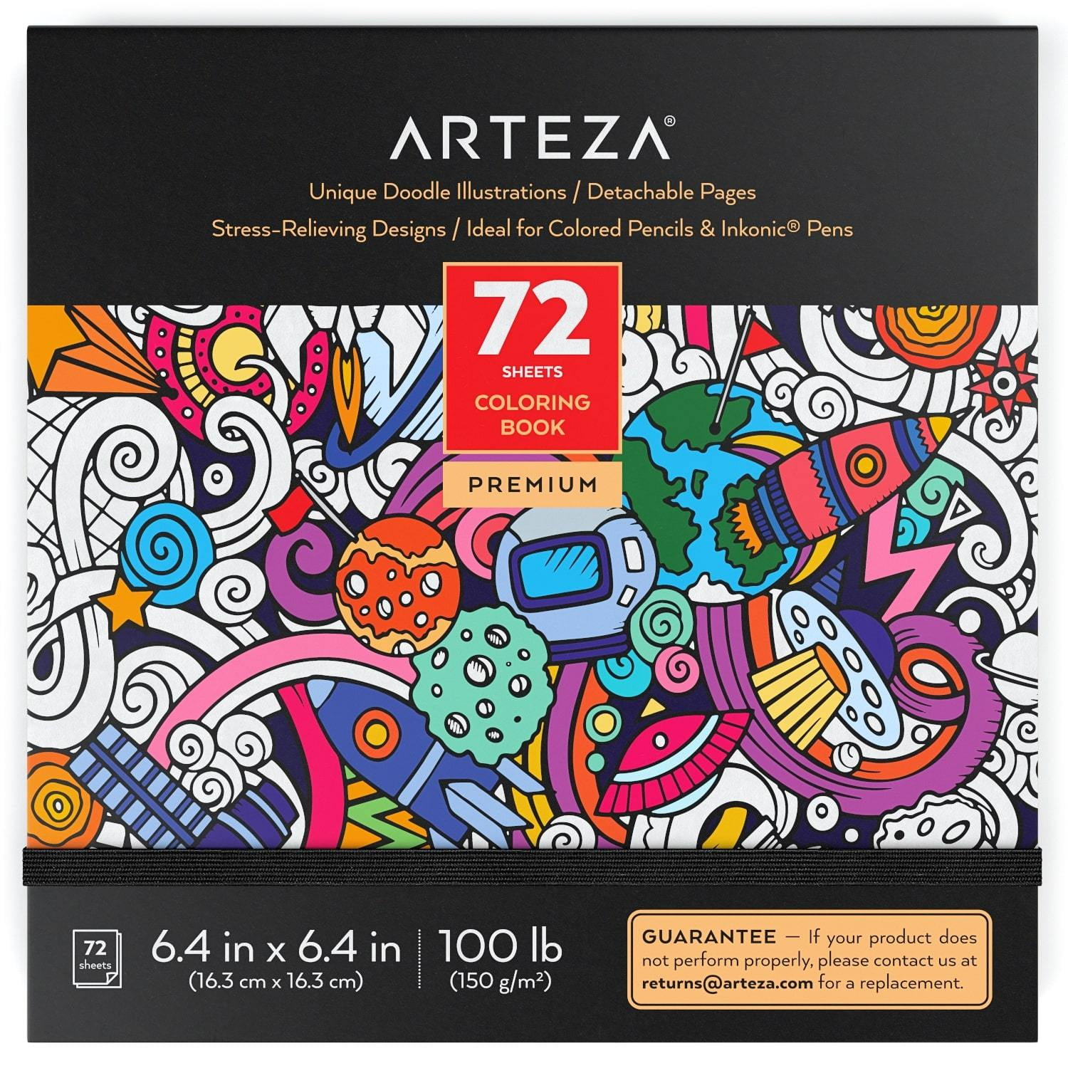 Download Arteza Adult Coloring Book Doodle Illustrations Black Outlines 6 4 X6 4 72 Sheets Artz 3232 Walmart Com Walmart Com