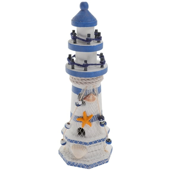 HOKARUA Wooden Lighthouse Decor Nautical Lighthouse Craft Mediterranean Style Lighthouse Decoration