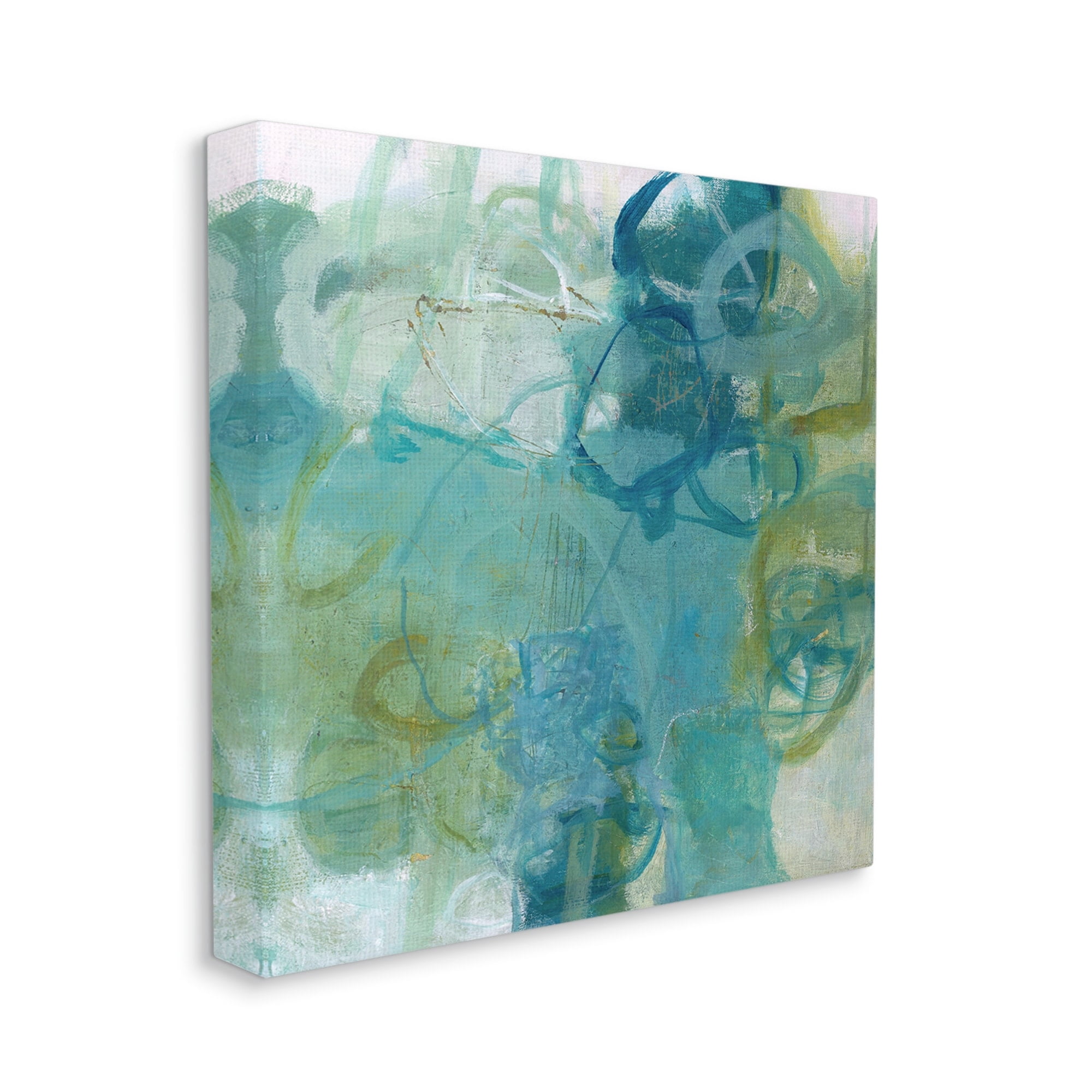 Stupell Industries Busy Blue Green Abstract Painting Overlapping Scribbled Lines, 17 x 17,Design by Carole Leslie