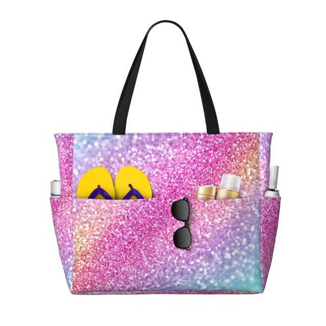 Easygdp Fun Rainbow Bolsa de Viaje de Playa de Gran Capacidad, Bolsa Tote Perfecta para la Playa, Escapadas de Fin de Semana y Viajes