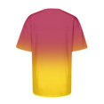 thumbnail image 4 of Short Sleeve Gradient Color Print Blouses for Women Lightweight Round Neck T-Shirts Fashion Casual Summer Tops, 4 of 5
