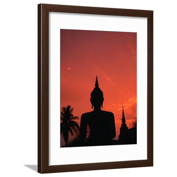 Buddha Against a Sunset at Wat Mahathat, Sukhothai, Thailand Framed Print Wall Art by Anders Blomqvist Sold by Art.Com