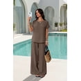 thumbnail image 4 of WIHOLL Two Piece Sets for Women Vacation Spring Outfits Summer Casual Trendy Cozy Rolled Short Sleeve Wide Leg Pants Sweatsuit, 4 of 10