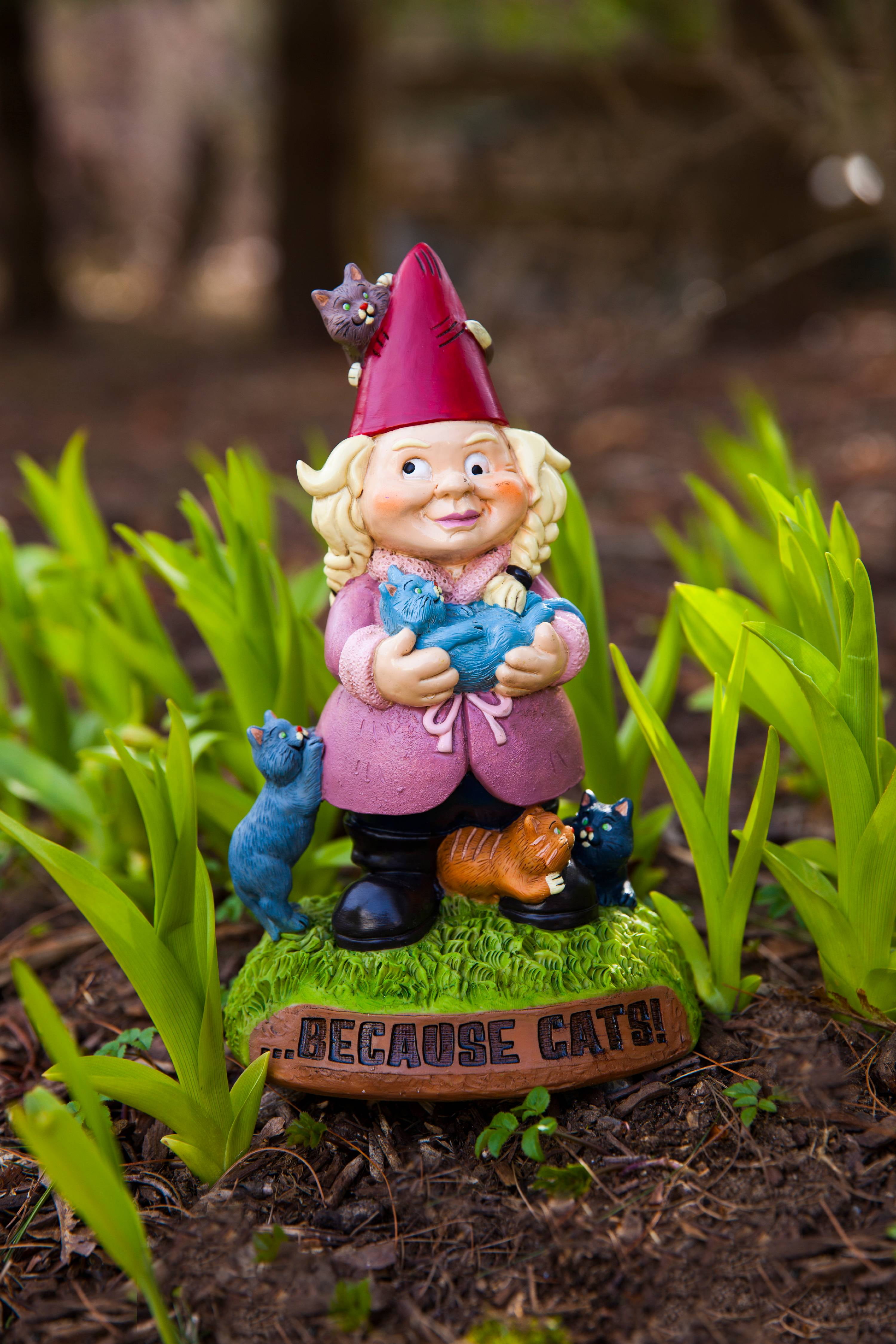 BigMouth Inc 9/” Tall Makes a Great Gag Gift Funny Weatherproof Garden Decoration Crazy Cat Lady Garden Gnome