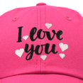 thumbnail image 2 of DALIX Cute Hearts I Love You Hat Womens Embroidered Baseball Cap in Hot Pink, 2 of 6