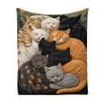 thumbnail image 2 of Manta de forro polar de franela con estampado de gatos multicolor durmiendo, para cama, sofá y sillón, tela ligera, cálida y acogedora para todas las estaciones., 2 of 5
