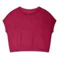 thumbnail image 4 of Oplxuo Womens Summer Scoop Neck Short Sleeve Sweater Casual Crochet Hollow Out Knit Tops Pullover Shirts Beach Coverup, 4 of 6