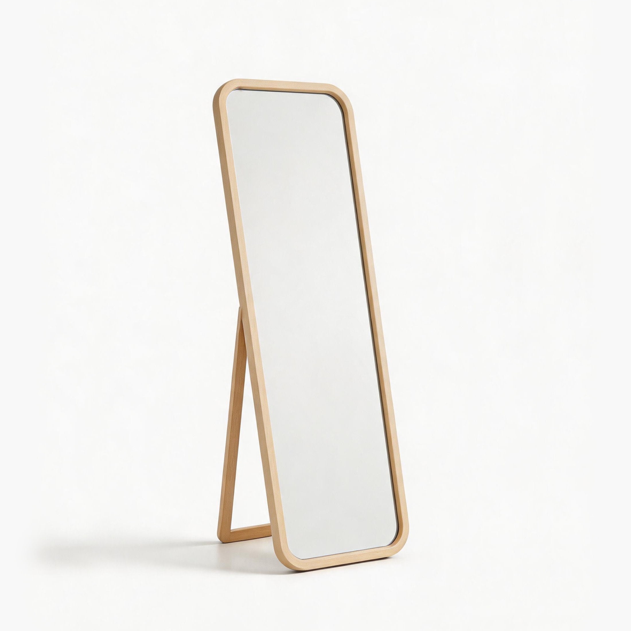 Noble House 63" Full Length Mirror, Solid Beech Wood Frame Freestanding Floor Mirror, Natural