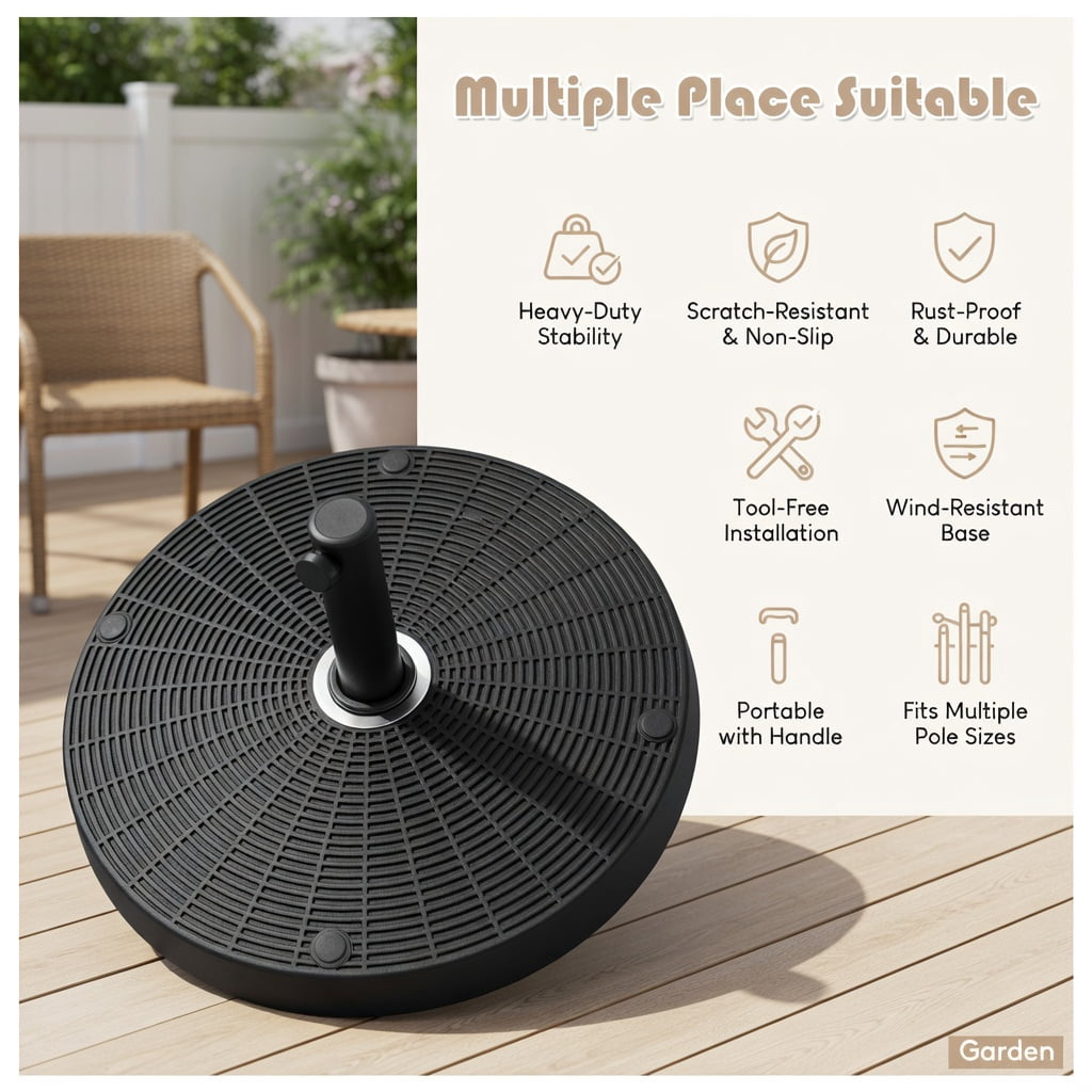 Resenkos Outdoor Umbrella Base,49 LBS Patio Resin Umbrella Base Stand for Outdoor, Black