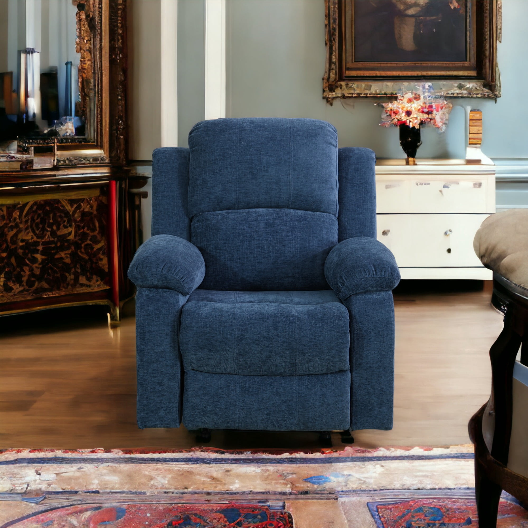 JESTOP Manual Recliner Chair, Overstuffed Faux Leather or Upholstered Single Sofa for Living Room Bedroom