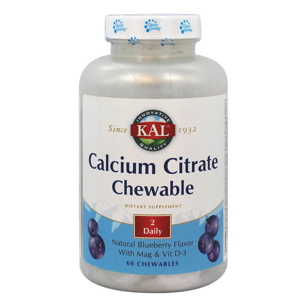 Kal Calcium Citrate Natural Blueberry 60 Chewables