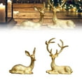 thumbnail image 2 of Gold Reindeer Figurines 2 Pcs - Small Golden Deer Statues for Home Decor, Handmade Metal Sculpture for Christmas Table, Living Room TV Cabinet Farmhouse Decor, 2 of 9