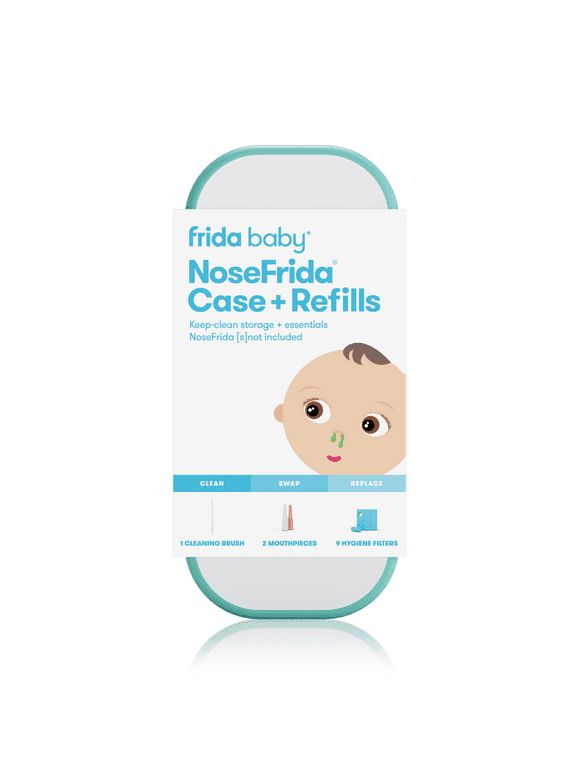 Frida Baby NoseFrida Carrying Case and Refills for NoseFrida The Snotsucker Kids Decongestion and Cold Relief Aspirator, 3 Pieces