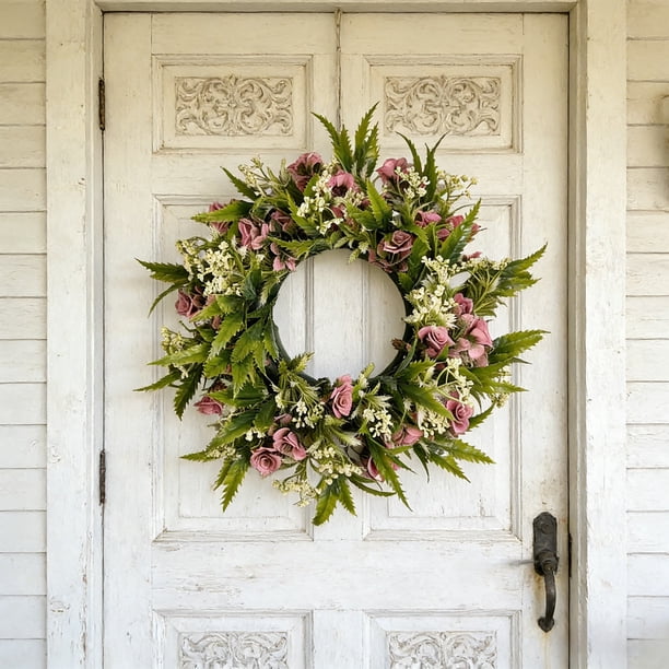 Decoración de coronas de flores artificiales • Decoración de la puerta principal, ventana, ventana, terraza, porche • Decoración de boda en casa de granja de primavera y verano