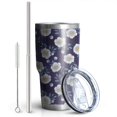 thumbnail image 2 of 30oz Pioneer Flower Floral Print Pattern Tumbler, Double Wall Vacuum Insulated Cup, BPA-Free Leak Proof Lid & Reusable Straws, Hot 12h, Cold 34h, 2 of 6
