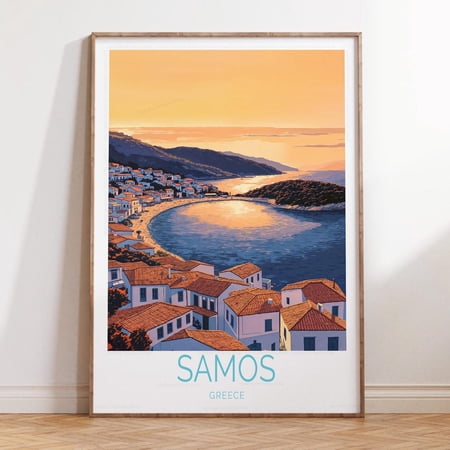 Samos Greece Aegean Island Sunset Wall Art, Unframed Paper Print Size 8x12
