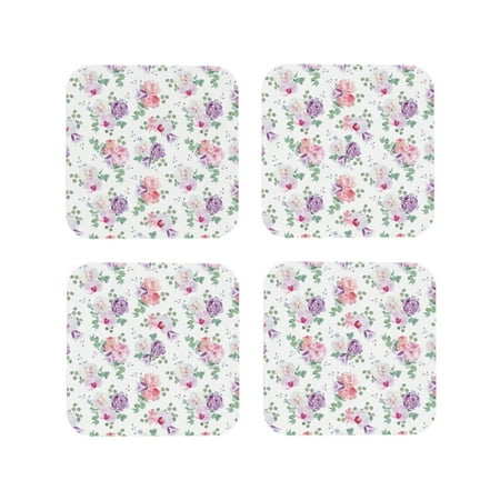 

Fuzoiu Rose Flower B Print Leather Coasters Set Drink Coasters Set of 4 for Tabletop Protection Durable PVC Coasters Home Décor and Housewarming Gift-Square