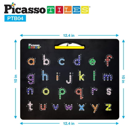 PicassoTiles Double-Sided Magnetic Drawing Board Alphabet Letter and Freestyle PTB04-BLK