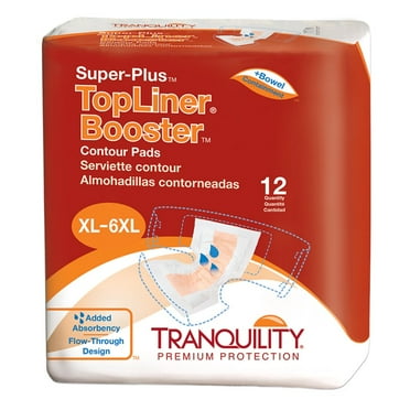 Tranquility TopLiner® Disposable Absorbent Booster Contour Pads for Bowel Incontinence - Super-Plus (32" x 14") - 12 ct
