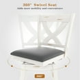 thumbnail image 4 of 24" Swivel Counter Height Stools, High Back Swivel Bar Stools with Grey Faux Leather Upholstered Seat & Solid Wood Footrest, Counter Bar Chairs for Kitchen Island & Pub (Antique White, Set of 2), 4 of 9