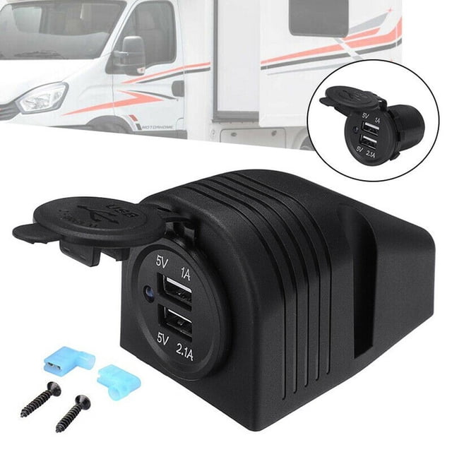 Douille USB Double pour Caravane, Véhicule Récréatif, Van, Bateau, Véhicule Récréatif avec Housse de Protection