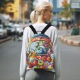 thumbnail image 7 of FORMRS Mini Backpack Purse for Women Travel Daypack Casual Shoulder Bag, Blue Floral Tomatoes, 7 of 7