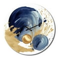 thumbnail image 4 of Designart "Abstract Circle Texture in Dark Blue and Gold I" Modern Geometric Oversized Wall Clock, 4 of 5
