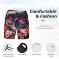 thumbnail image 3 of Haiem Skull With Roses And Sunglasses Mens Swim Trunks with Compression Liner 2 in 1 Swimming Shorts Stretch Swimwear Quick Dry,Board Shorts-Medium, 3 of 9