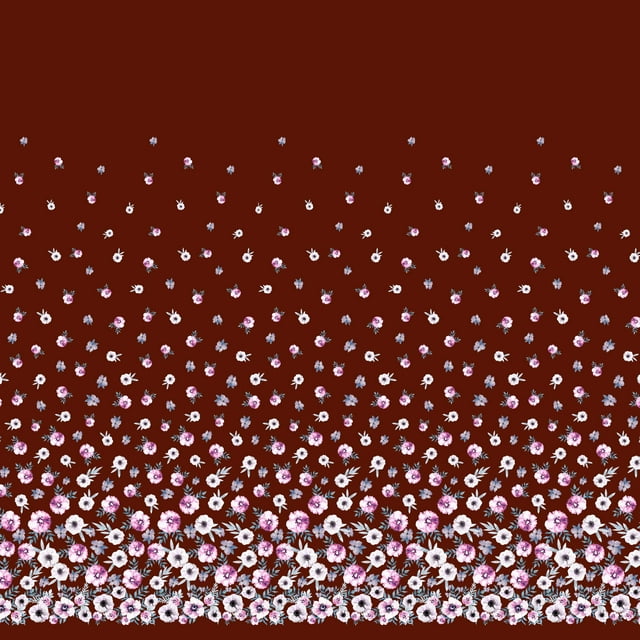 Soimoi polyester Crepe Fabric Leaves & Anemone Flower Panel Printed Fabric 1 Yard 42 Inch Wide
