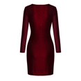 thumbnail image 6 of TIANEK Ladies Party Dress V-Neck Solid Elegant Ball Gown Wedding Dress Maxi Long Dress, 6 of 7