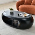 thumbnail image 5 of Modern Oval Hollow Design Coffee Table, Sturdy Fiberglass Center Cocktail Table Tea Table for Livingroom Dining Room Lounges, 47.24"Lx 25.59"W x 18.11"H, No Need Assembly, Black, 5 of 7
