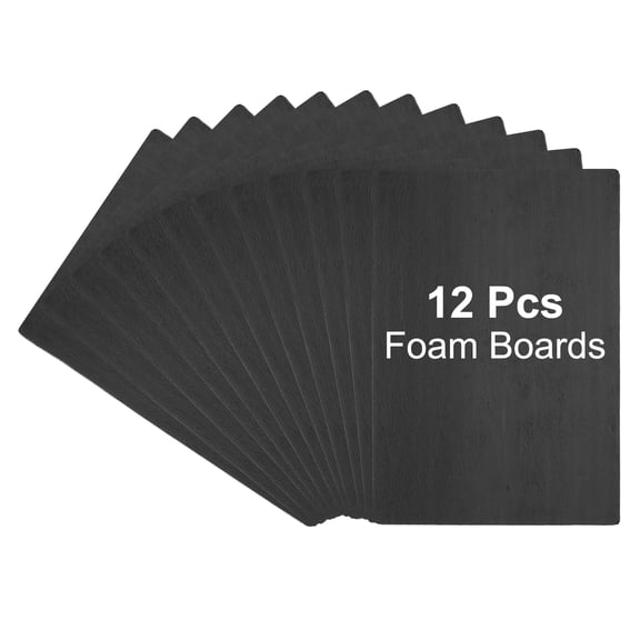 Uxcell 12Pcs Foam Boards, 100 x 200 x 3/16" (5mm)  Thick Foam Core Board Polystyrene Mat Sheet Double Sided Poster Foamboard Making for Mounting Crafts Paintings Prints Art, Black