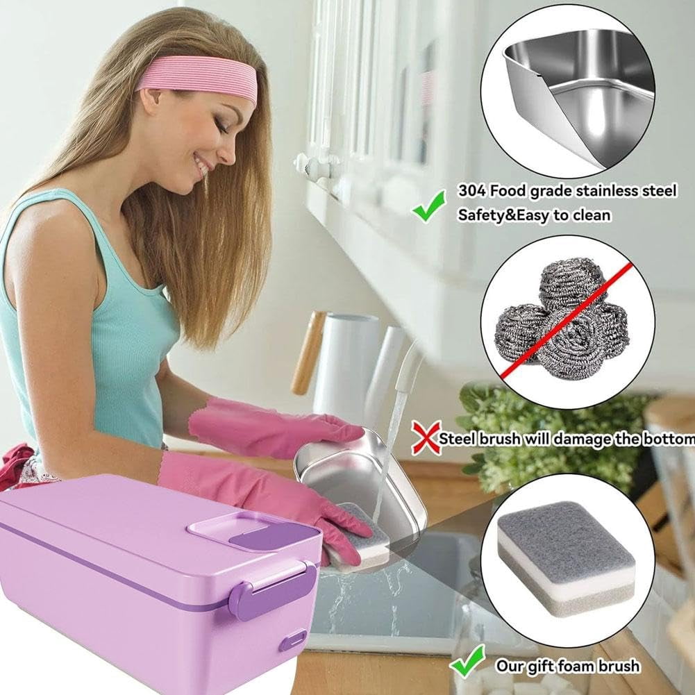 Cordless Electric Lunch Box, 1.2L Self Heating Lunch Boxes with Automatic Heating, 12000mAh Rechargeable Portable Food Warmer with 65 Degree Constant Temperature Heating, for Office,Outdoors (White)