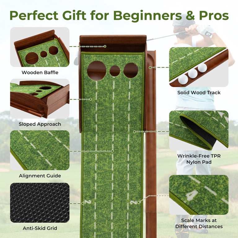 Costway, Putting Green Practice Golf Putting Mat, 3-Hole Size