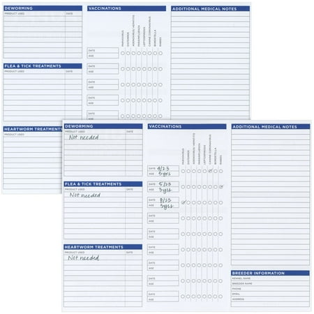 60 Pack Puppy Vaccination Record Cards, Canine Health Record Books for Dogs (Tri-Fold Design, 8.5x11 Inch)