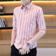 thumbnail image 5 of Camisas y blusas para hombre, de manga corta, de negocios, a rayas, para hombre, originales, de seda fresca con mangas, de alta calidad, nuevas en S Clothing, 5 of 5