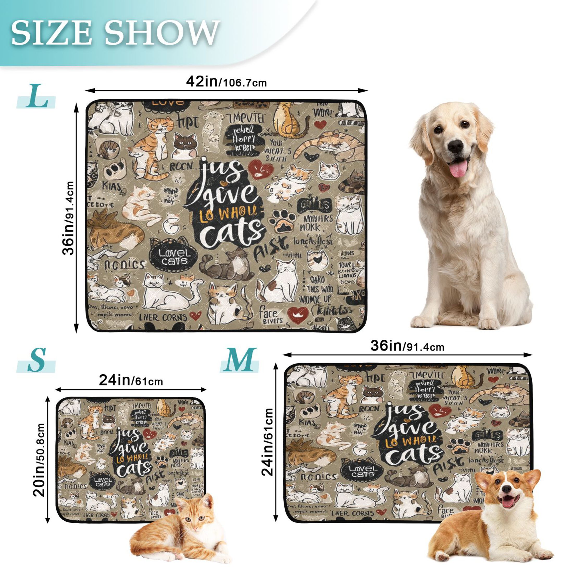 IAUYY Washable Pee Pads for Dogs Smallx3 Absorbent and Leak-Proof Non-Slip Reusable Puppy Pee Pads for Dogs Applicable to Playpen Potty Crate The Cat Is Lazy